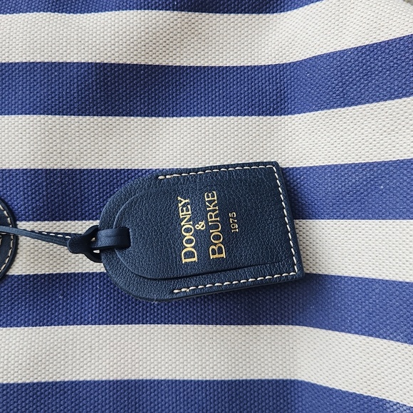 Dooney & Bourke Navy and White Striped Tote - Picture 2 of 15